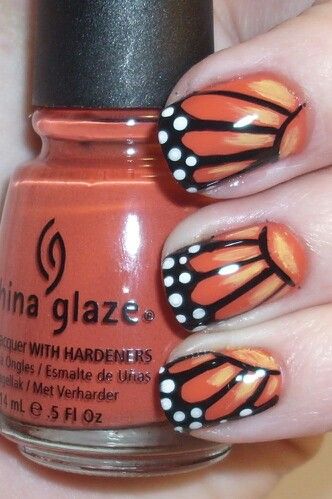 рисунок бабочка на ногтях  butterfly nail designs 03