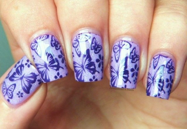 рисунок бабочка на ногтях  butterfly nail designs 04