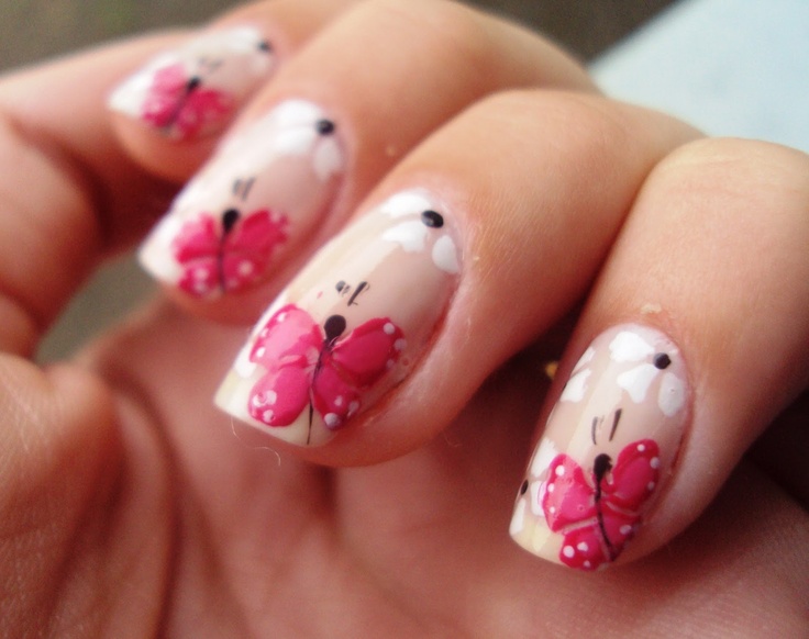 рисунок бабочка на ногтях  butterfly nail designs 06