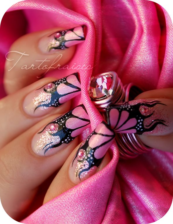 рисунок бабочка на ногтях  butterfly nail designs 11
