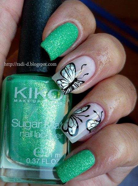 рисунок бабочка на ногтях  butterfly nail designs 19