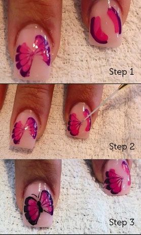 рисунок бабочка на ногтях  butterfly nail designs 21